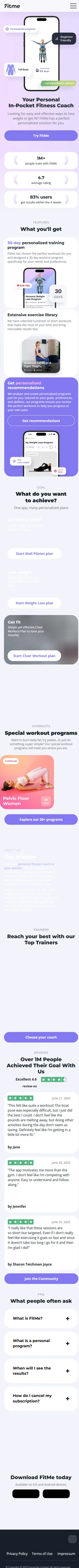 FitMe — FitMe landing page