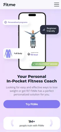 FitMe — FitMe landing page