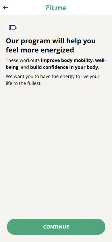 FitMe — 34-question personalization quiz (screen 23)