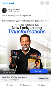 Tony Robbins — "Start Your 30-Day Journey" ad