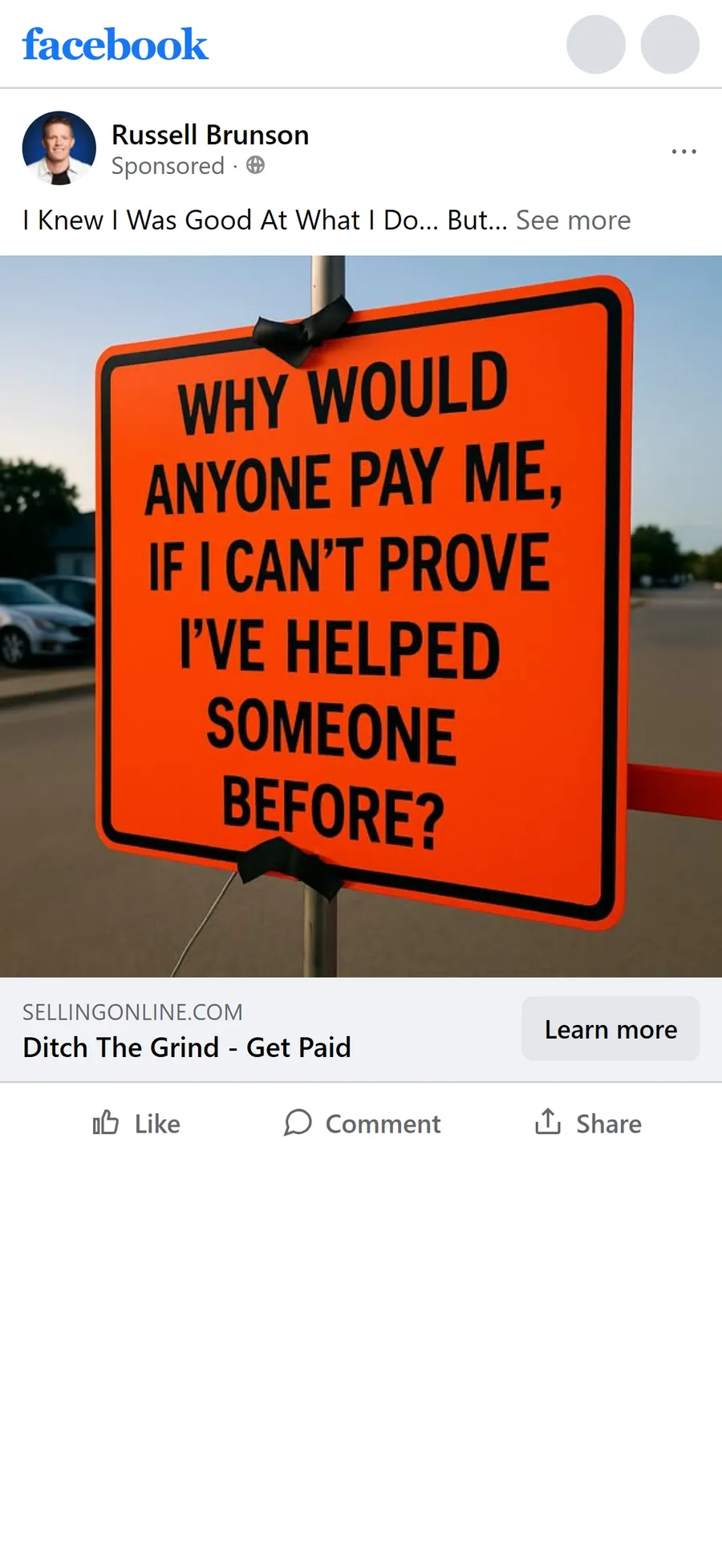 Prime Mover — "I knew I was good at what I do... but nobody was buying" advertorial ad (mobile)