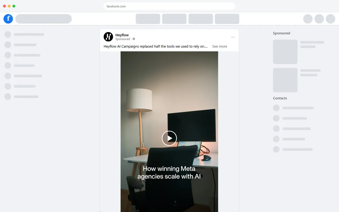Heyflow — "Heyflow AI Campaigns replaced half the tools we used to rely on" (desktop)