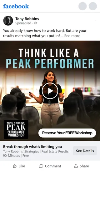 Tony Robbins — "Break through what's limiting you" ad