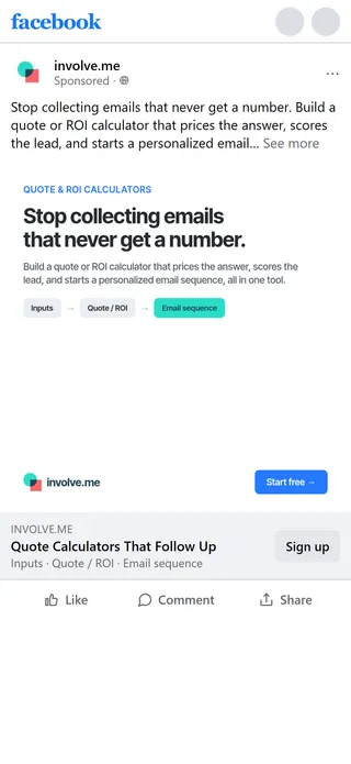 involve.me — "Stop collecting emails that never get a number." (for past visitors)