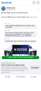 ClickFunnels — "Most insane offer in history" chat-screenshot ad
