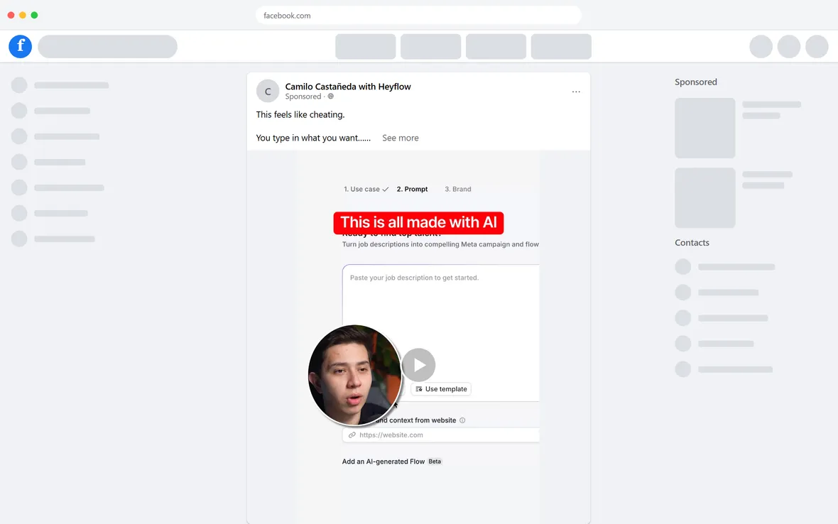 Heyflow — "This feels like cheating." (Camilo Castañeda branded content) (desktop)
