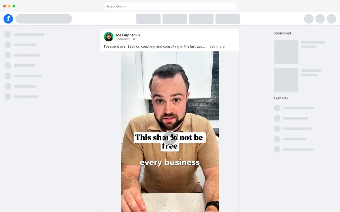 Acquisition.com — Creator paid-partnership testimonial (desktop)