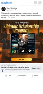 Tony Robbins — "Desire follows the partner who leads" ad