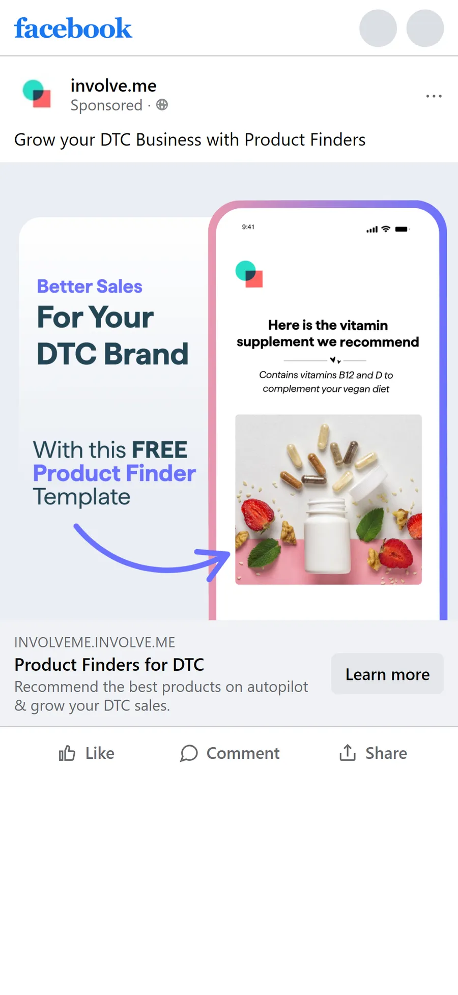 involve.me — "Product Finders for DTC" (mobile)