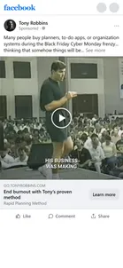 Tony Robbins — "End burnout with Tony's proven method" ad