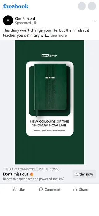The Diary Of A CEO — “This diary won’t change your life” image ad