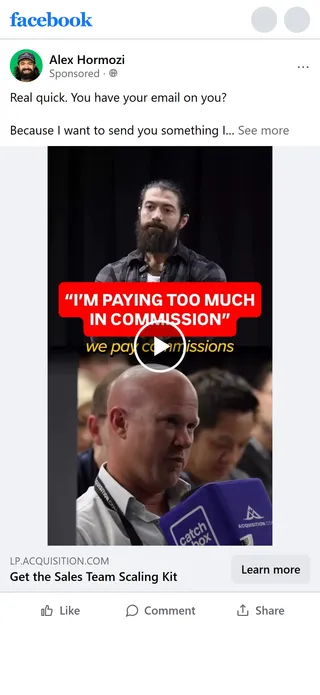 Acquisition.com — "Something I charge for" video ad