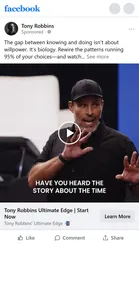 Tony Robbins — "Tony Robbins Ultimate Edge | Start Now" ad