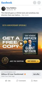 Tony Robbins — "Millions Of Lives Transformed!" ad
