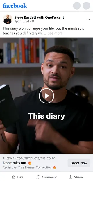 The Diary Of A CEO — “This diary won’t change your life” video ad