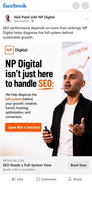 NP Digital — "NP Digital isn't just here to handle SEO" — Neil Patel on stage