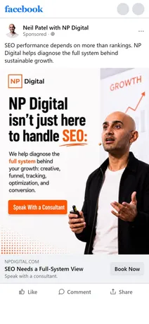NP Digital — "NP Digital isn't just here to handle SEO" — Neil Patel on stage