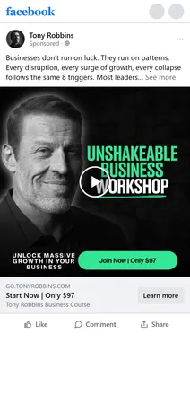 Tony Robbins — "Start Now | Only $97" ad