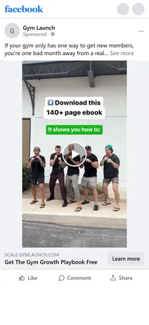 Gym Launch — "One bad month away" playbook video ad