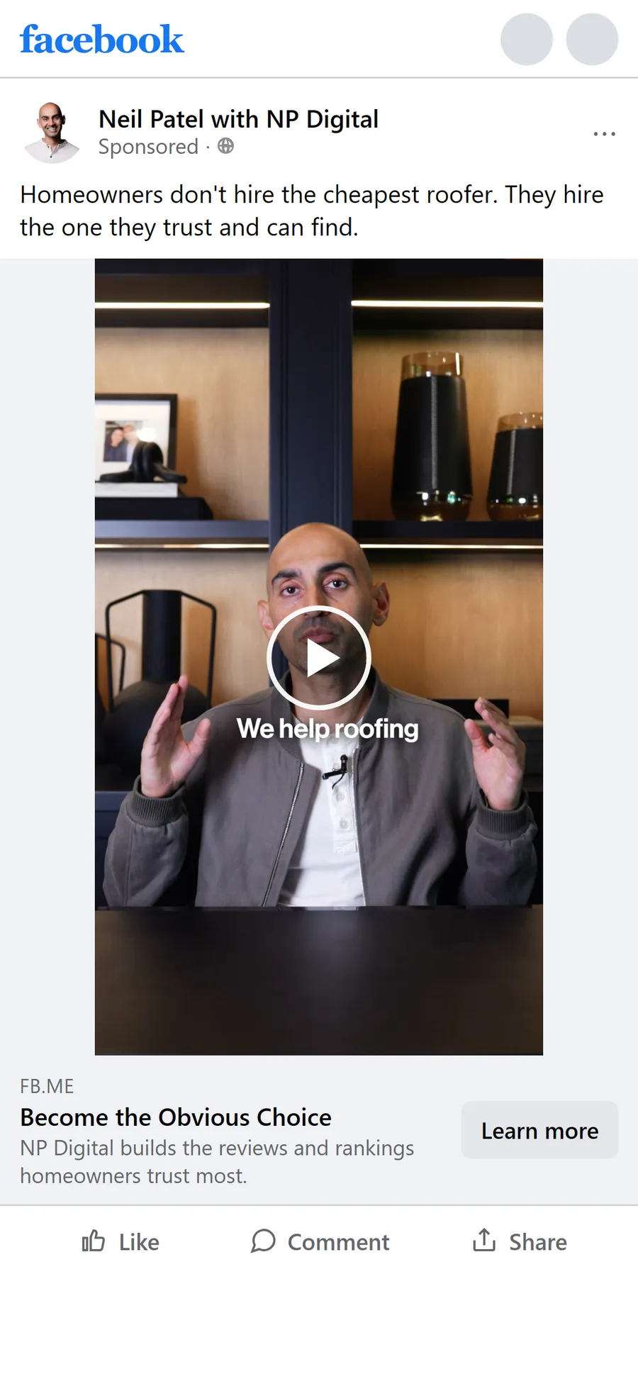 NP Digital — "Become the Obvious Choice" — roofing vertical (mobile)