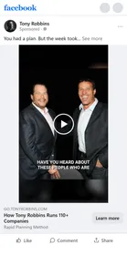 Tony Robbins — "How Tony Robbins Runs 110+ Companies" ad