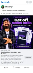 Acquisition.com — "Download Free Personalized Sales Roadmap" still ad
