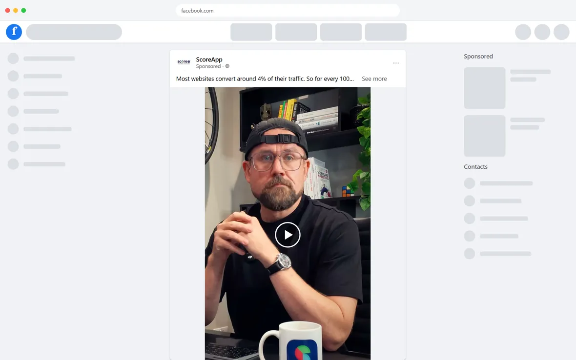 ScoreApp — "Most websites convert around 4%" video ad (desktop)