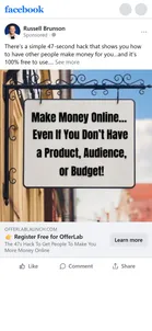 OfferLab — "Make Money Online… Even If You Don't Have a Product, Audience, or Budget!" sign ad