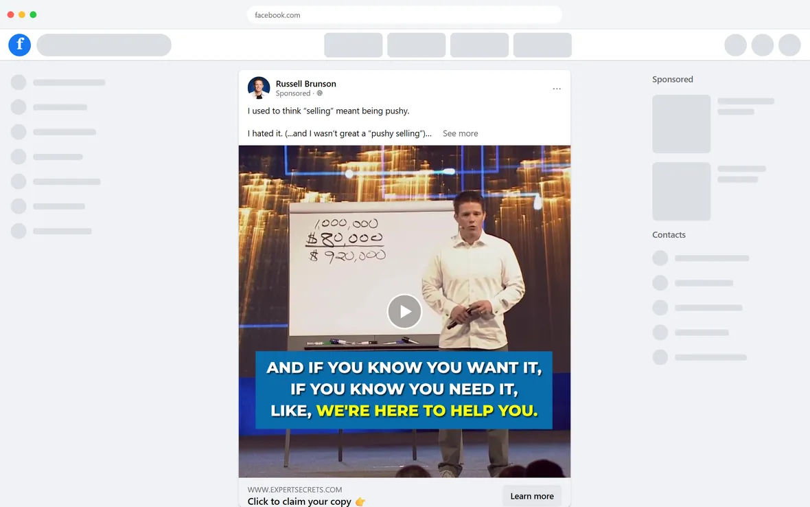 Prime Mover — The same "selling meant being pushy" copy on a video (desktop)