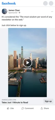 James Clear — "Takes Just 1 Minute to Read" video ad