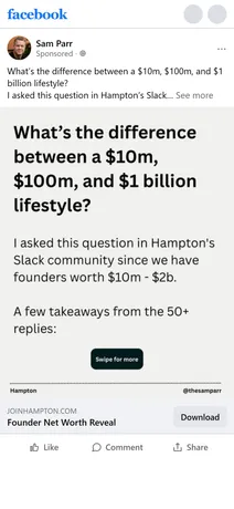 Hampton — "What's the difference between a $10m, $100m, and $1 billion lifestyle?"