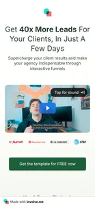 involve.me — Agency template page ("Get 40x More Leads For Your Clients, In Just A Few Days")