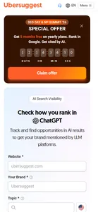 Ubersuggest — "Check how you rank in ChatGPT"
