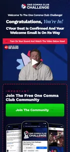 ClickFunnels — "Congratulations, you're in!" confirmation