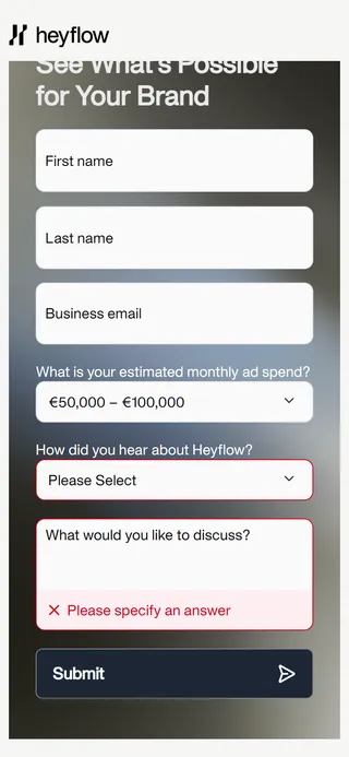 Heyflow — Contact Sales form fields