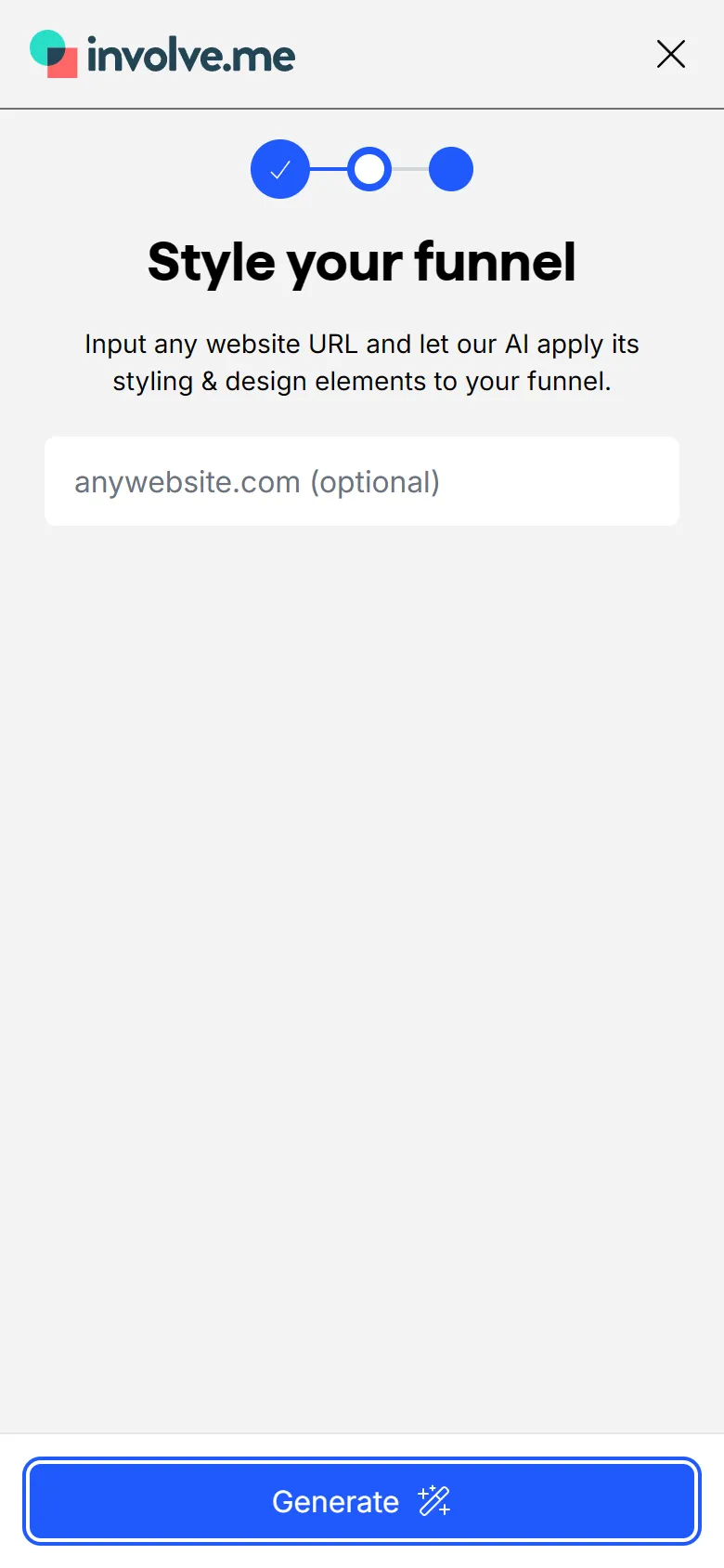 involve.me — Create with AI (it builds your funnel before you sign up) (screen 3)