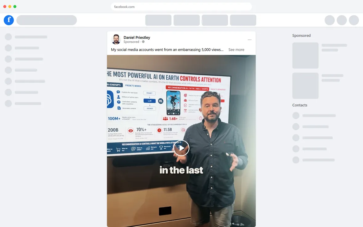 Dent Global — "5,000 to 5 MILLION views" ad, to the recording (desktop)