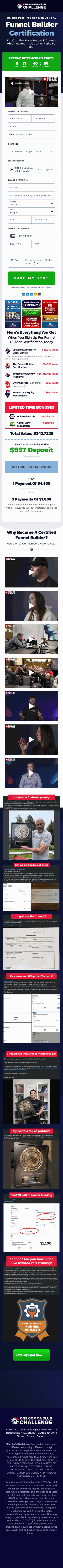 ClickFunnels — Funnel Builder Certification, $997 deposit (mobile)