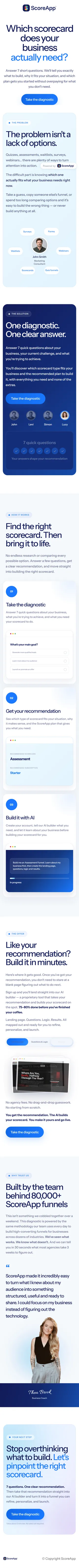 ScoreApp — "Which scorecard does your business actually need?" diagnostic