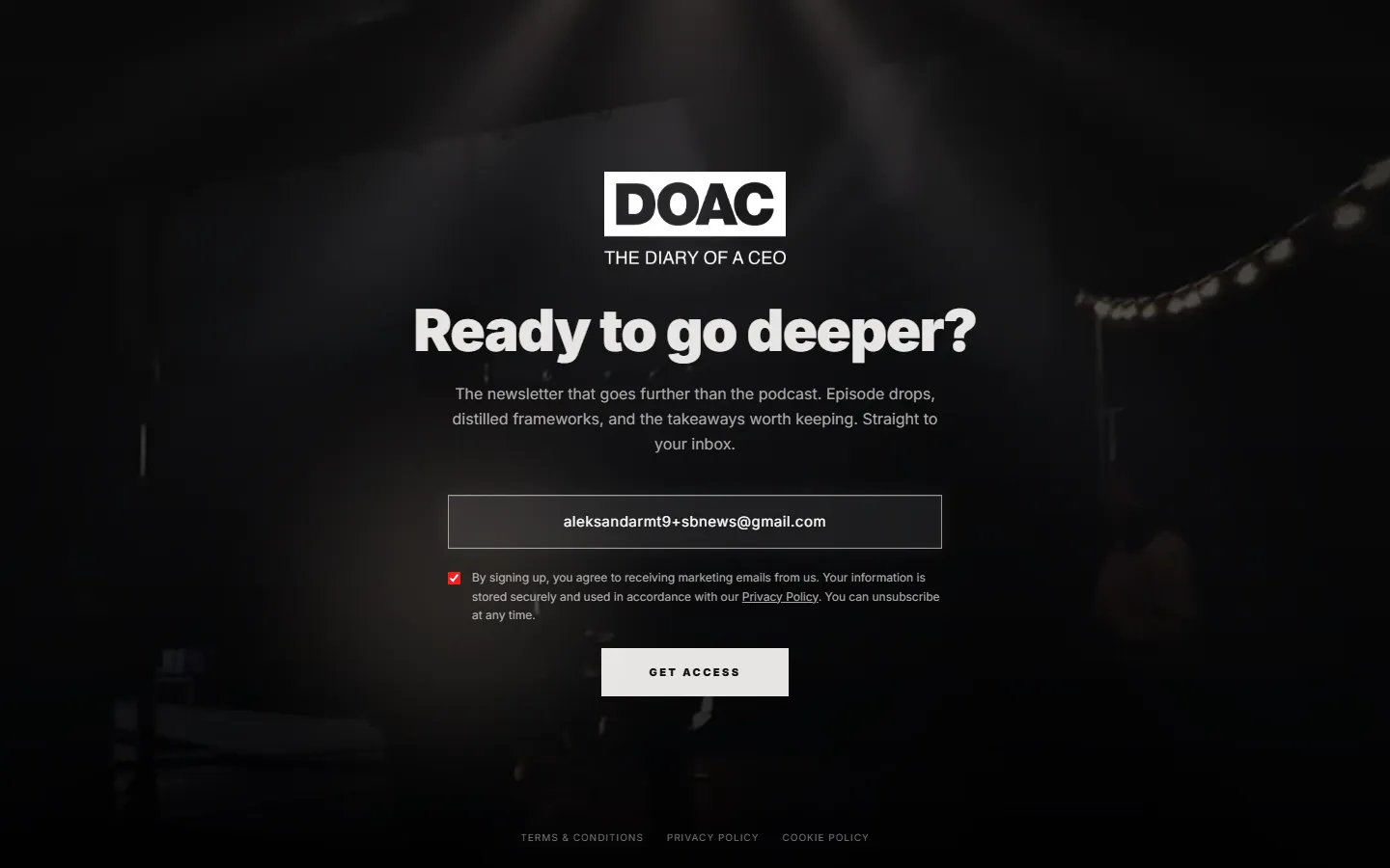 The Diary Of A CEO — DOAC: “Ready to go deeper?” (screen 2)