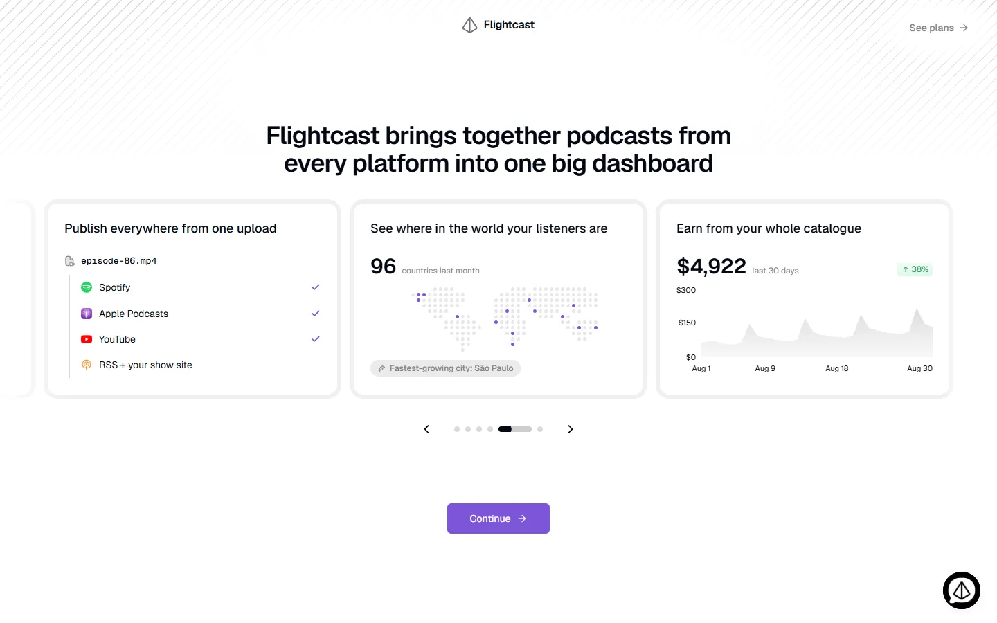 Flightcast — “Hey, I’m Fey.” A product tour before the form (screen 2)