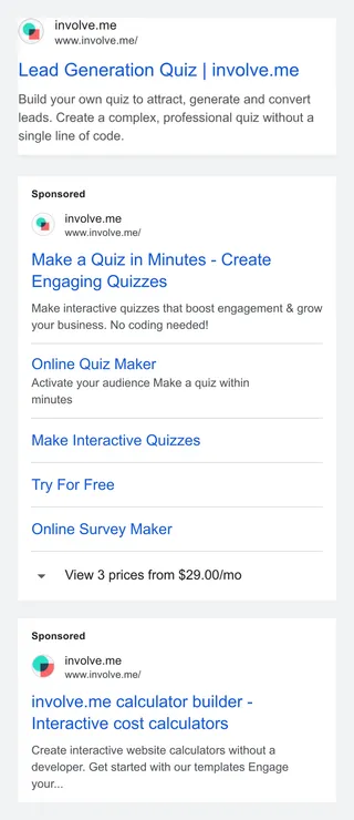involve.me — Google ads (search, display and YouTube)