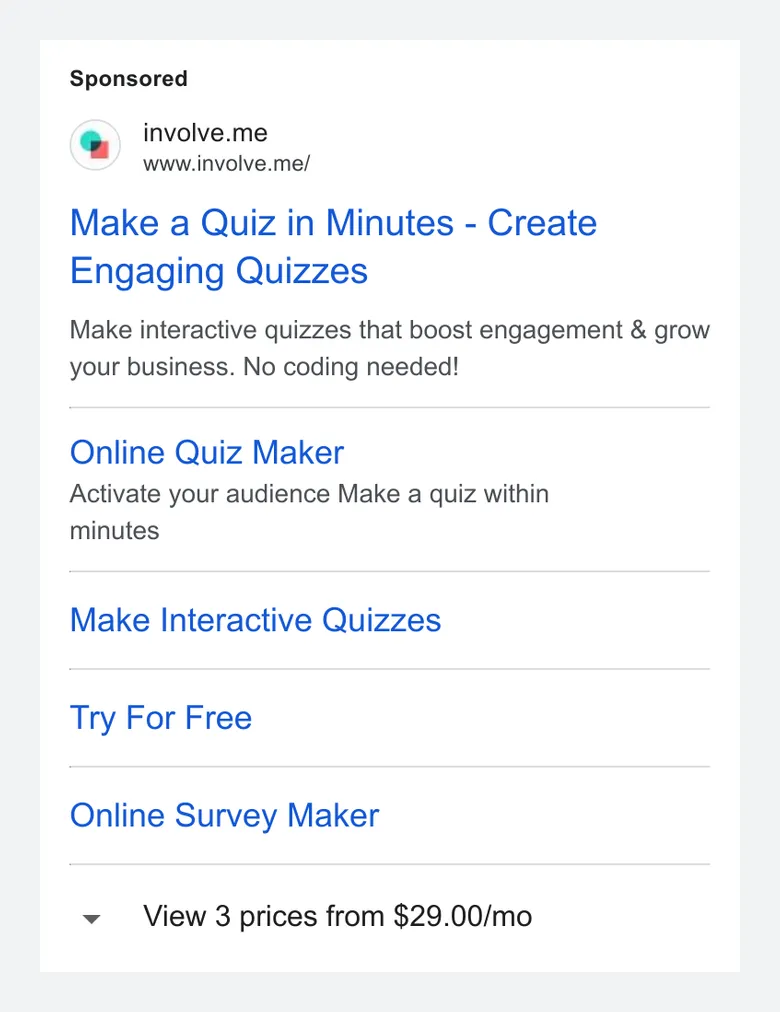 involve.me — Google ads (search, display and YouTube) (screen 2)