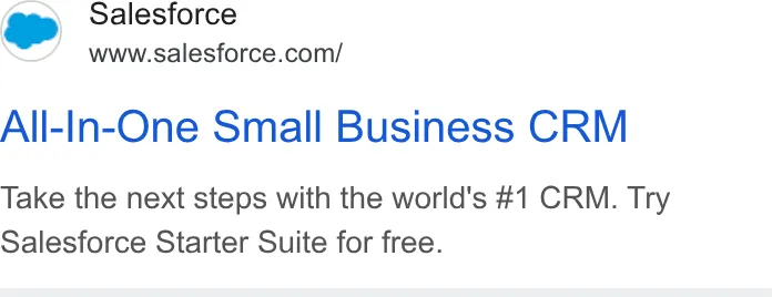 Salesforce — Google Search: “100% free” (screen 2)
