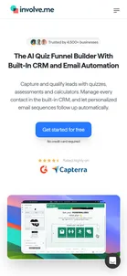 involve.me — Homepage ("The AI Quiz Funnel Builder With Built-In CRM and Email Automation")