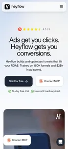 Heyflow — Homepage ("Ads get you clicks. Heyflow gets you conversions.")