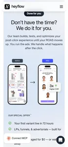 Heyflow — "Don't have the time? We do it for you."