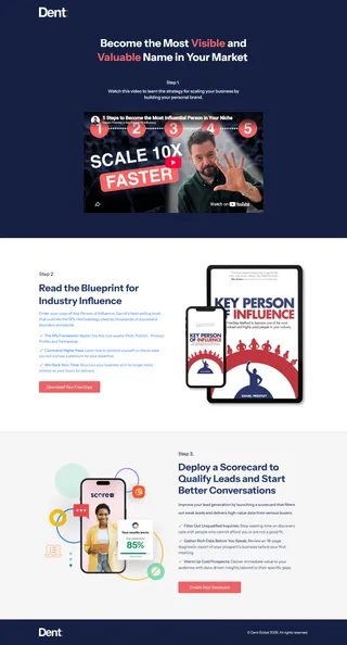 Dent Global — The resources page: a video, a free book, and ScoreApp