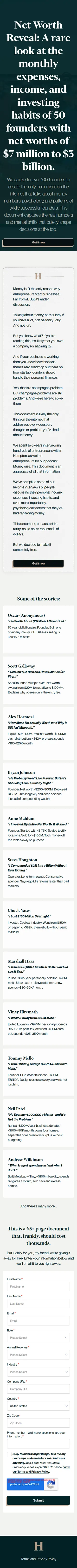 Hampton — "Net Worth Reveal: A rare look at the monthly expenses, income, and investing habits of 50 founders"