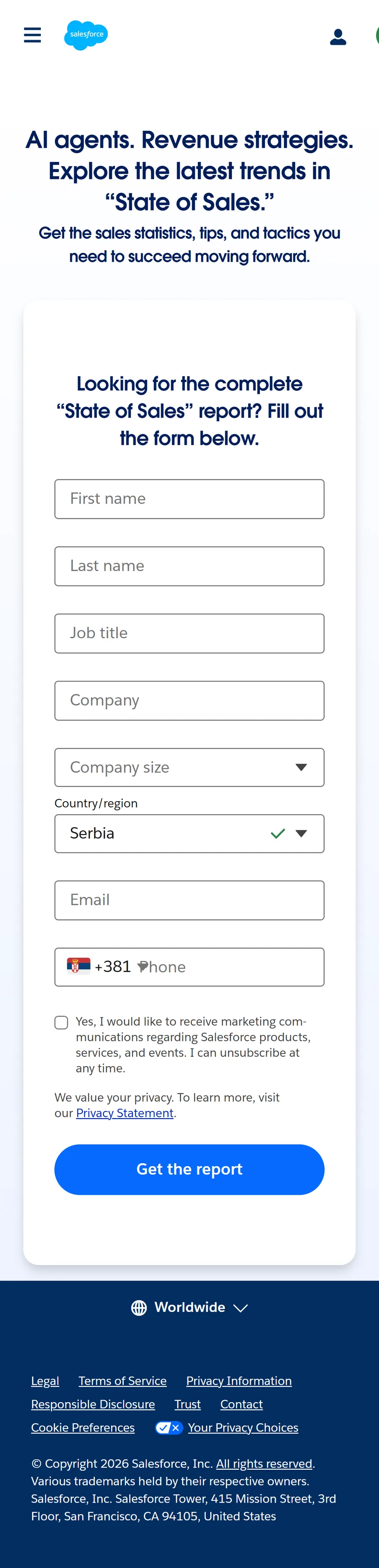 Salesforce — “AI agents. Revenue strategies.” (mobile)